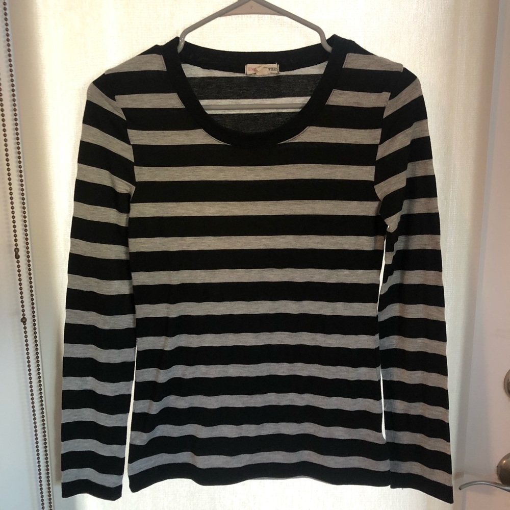 Black and Gray Striped Long Sleeve Shirt